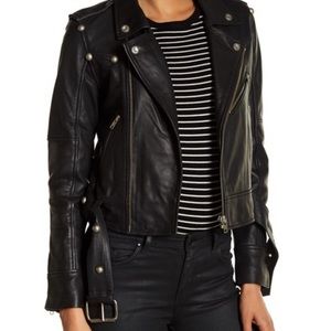 Doma Belted Leather Biker Jacket